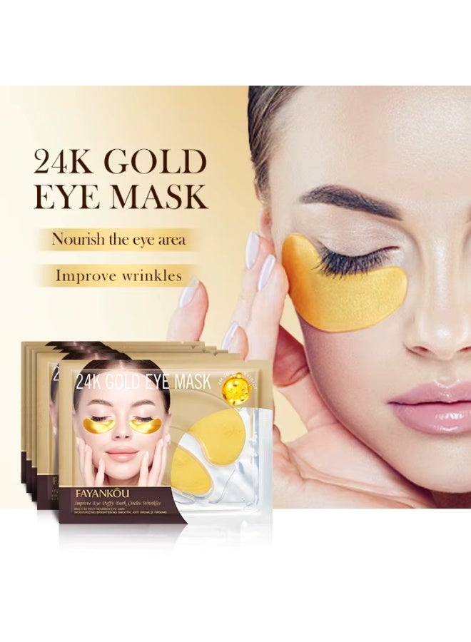 FAYANKOU 10 Pairs Eye Mask Under Eye Mask Anti Aging Eye Patches for Puffy Wrinkles Eyes Moisturizing and Reducing Dark Circles Eye Treatment Skin Care Eye Mask Patches Crystal Eye Sleeping Mask 24K Gold - Image 2